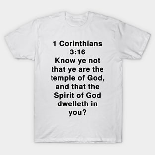 1 Corinthians 3:16  King James Version (KJV) Bible Verse Typography T-Shirt